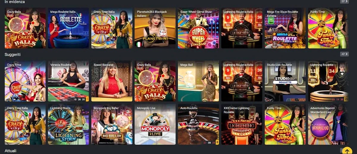 Casinò live PlanetWin 365 con croupier