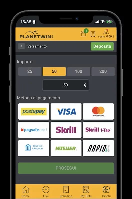 Metodi di pagamento PlanetWin Casinò