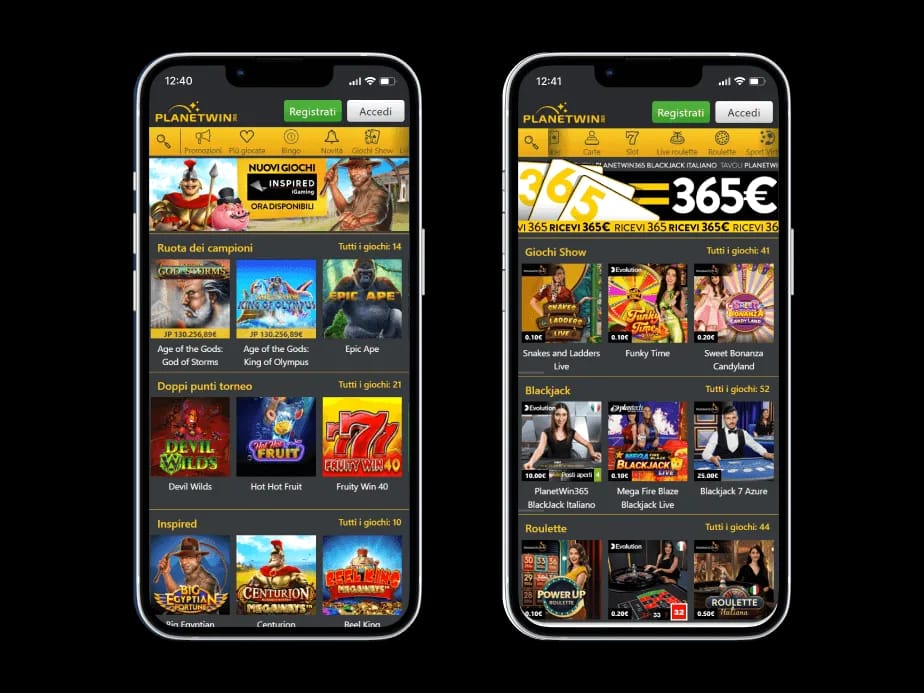 PlanetWin365 casinò online su mobile